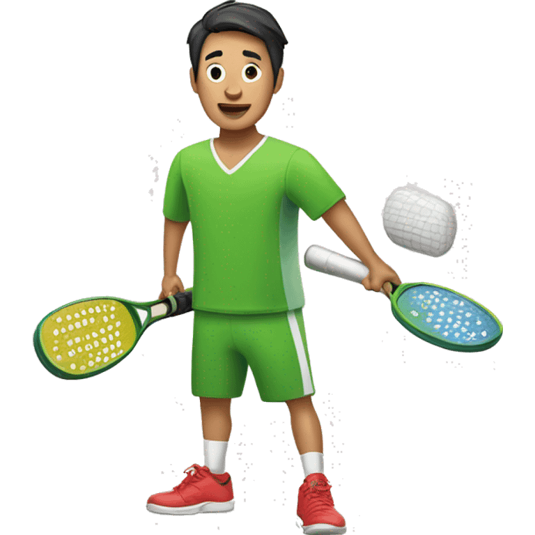 asian man playing pickleball emoji