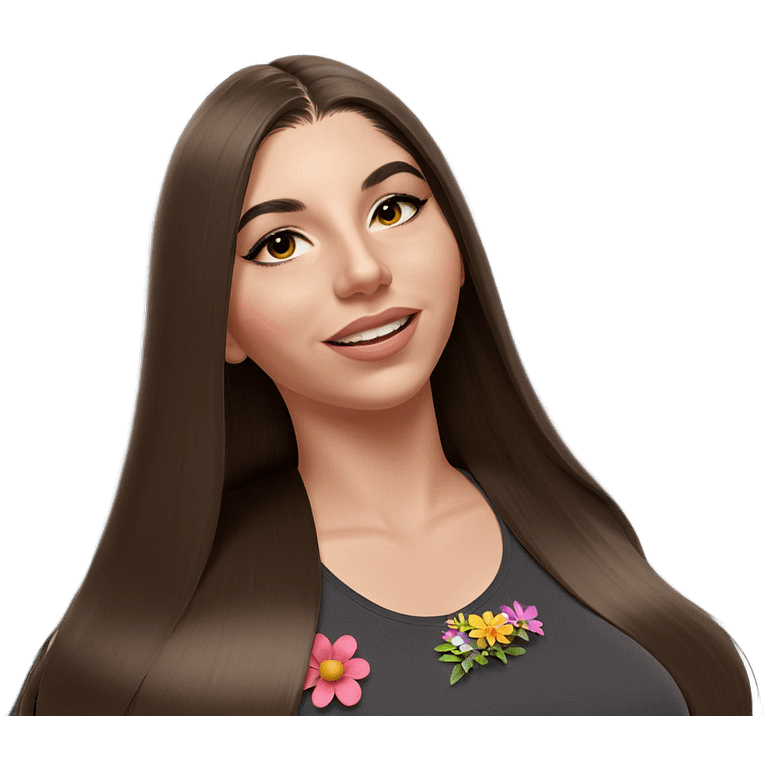 smiling girl with flowers emoji