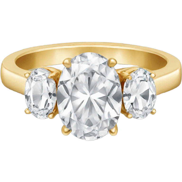 Three stone oval gold engagement ring emoji