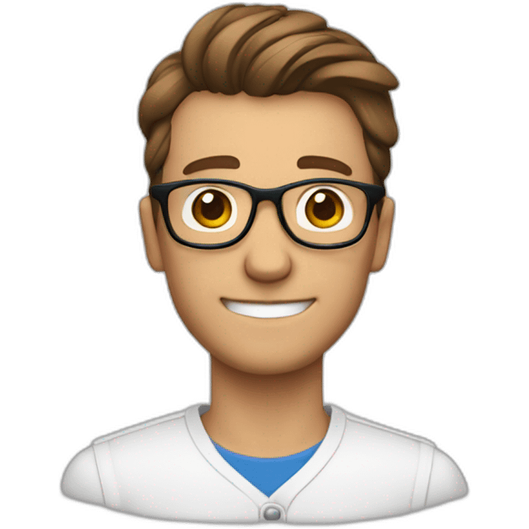 Mann , braune Haare und Brille mit einem Staubwedel emoji