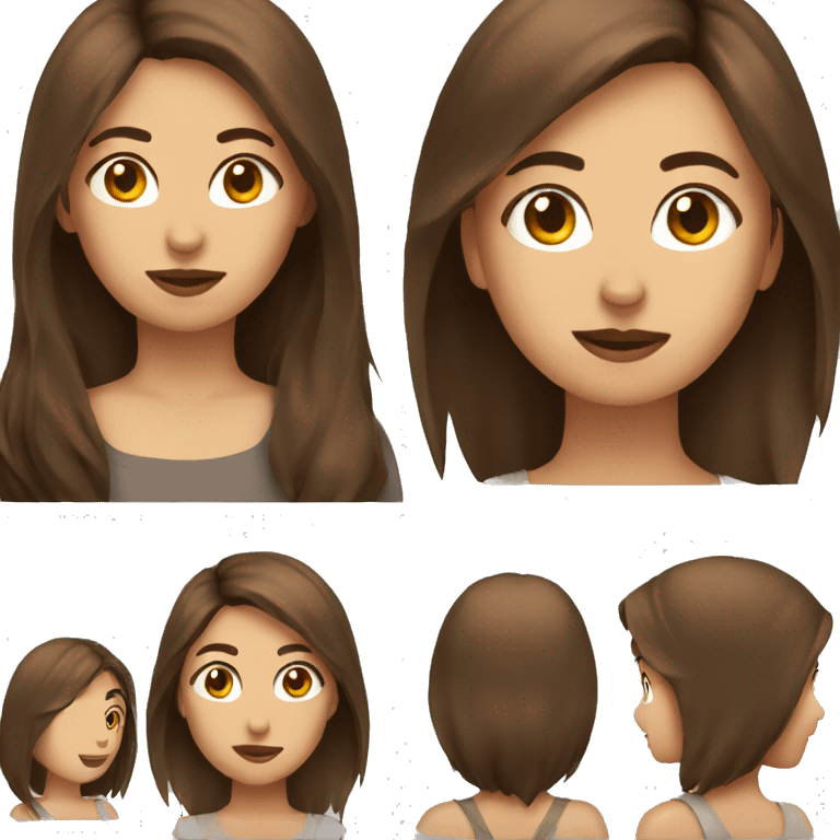 A woman with brown hair witg wolfcut emoji