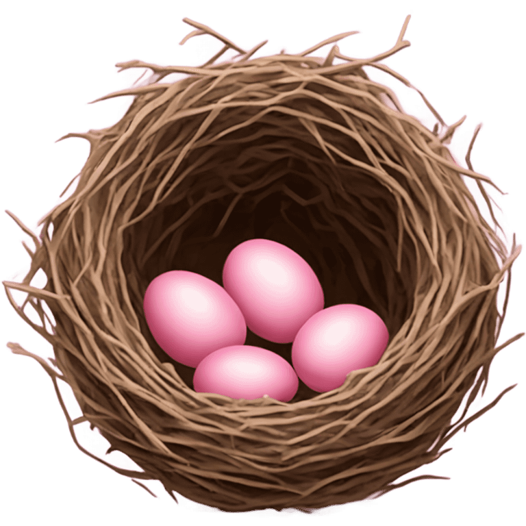 Pink birds nest with eggs emoji