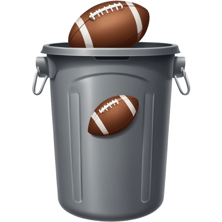 Garbage can with American football emoji