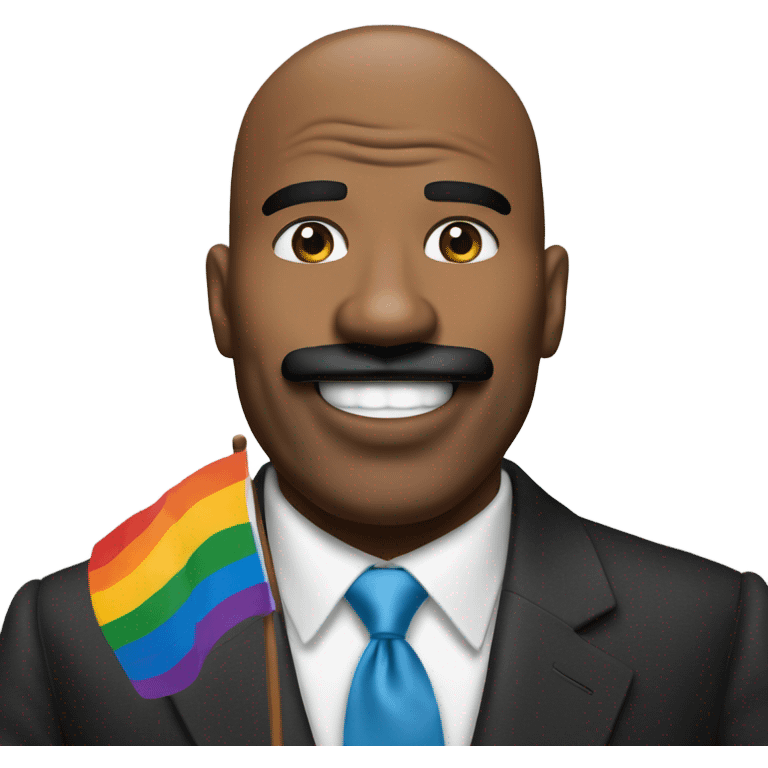 Steve Harvey with a pride flag  emoji