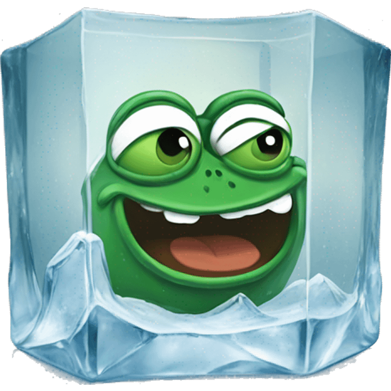 pepe the frog inside an icecube emoji