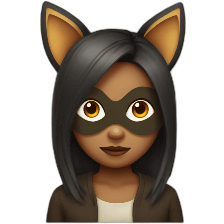 Girl with animal mask and tail emoji