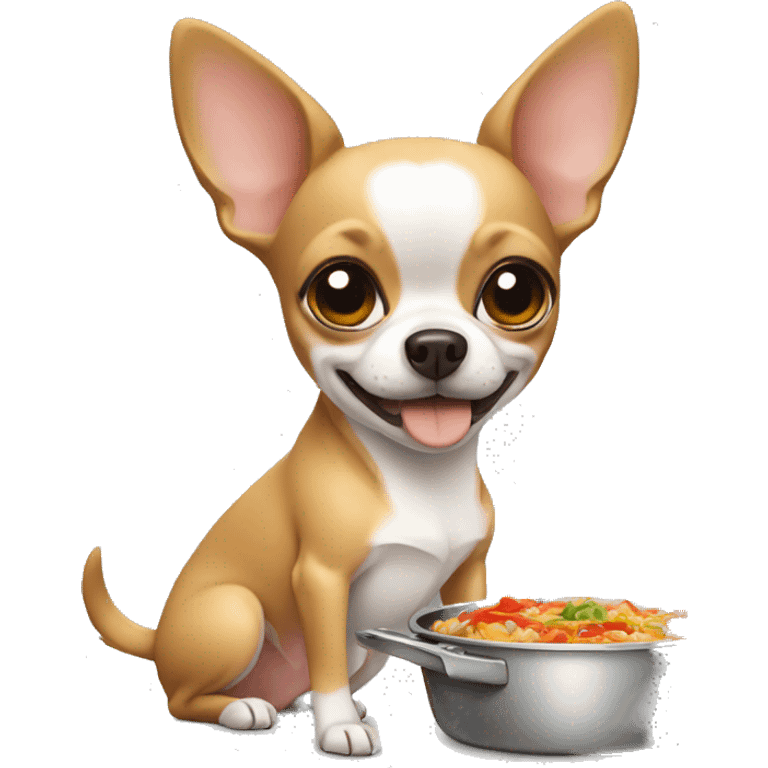 A chihuahua cooking her own food  emoji