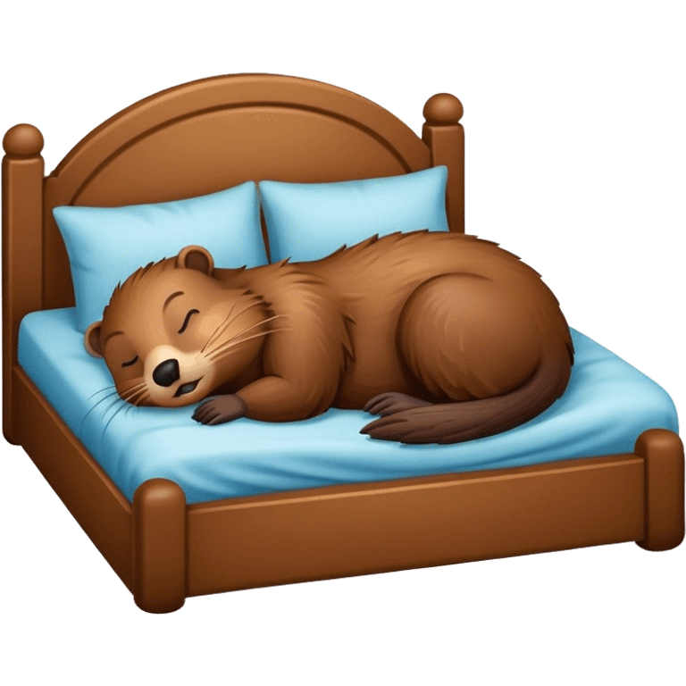 Beaver sleeping in bed emoji