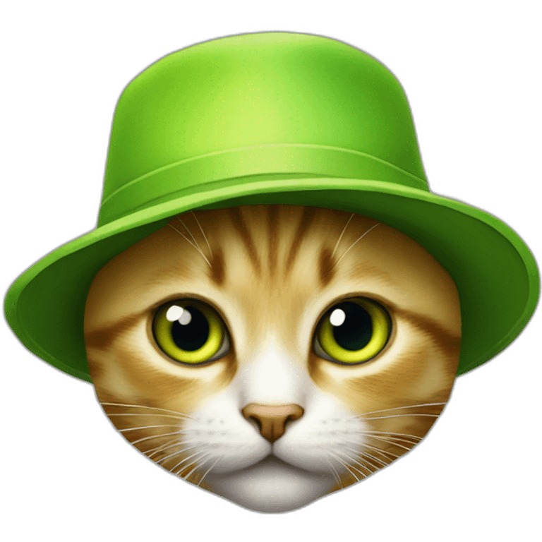 kitten wearing a green stanley ipkiss mask and wearing a yellow hat from the film the mask emoji