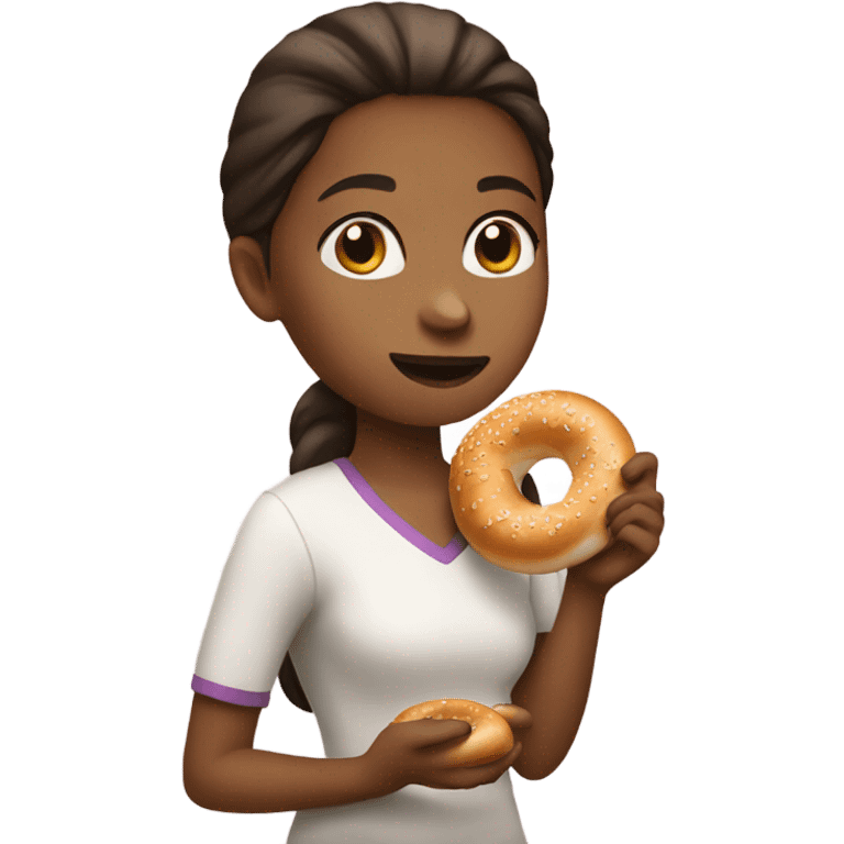 girl eat bagel emoji