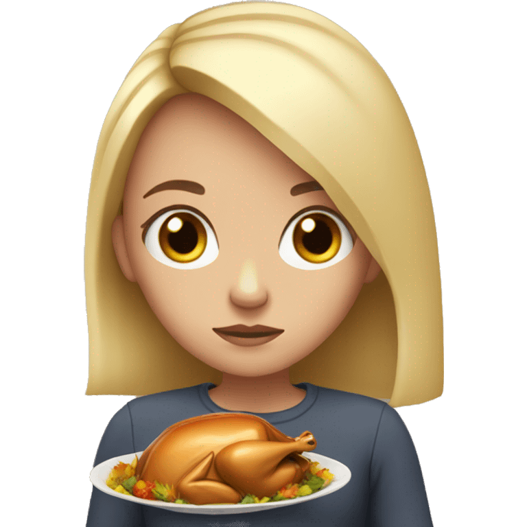 sad white girl with thanksgiving food emoji