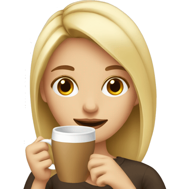 Blonde girl drinking coffee emoji