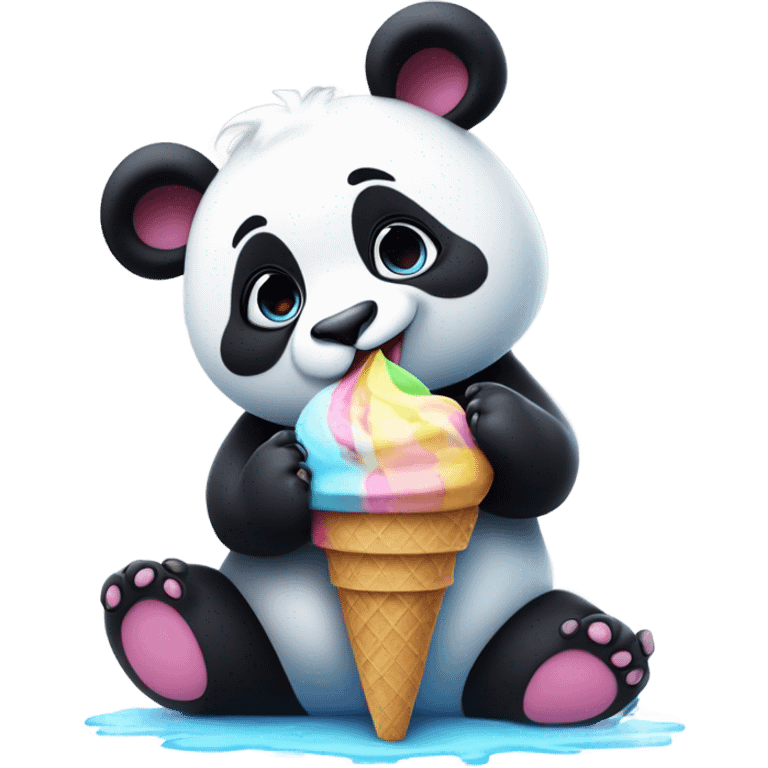 Panda eating ice cream emoji