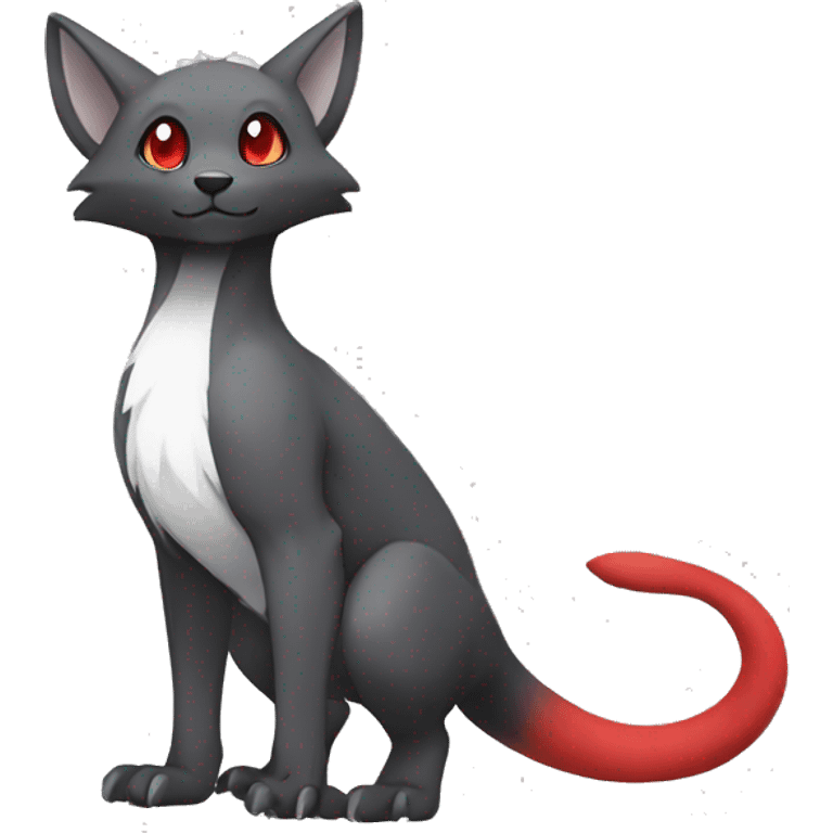 Cute cool black red white grey animal hybrid Fakemon full body emoji