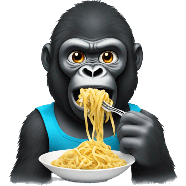 Gorilla eating pasta emoji