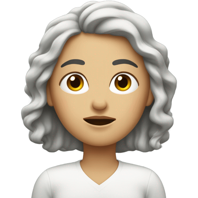 Mujer blanca,dormida en su cama,rizada emoji