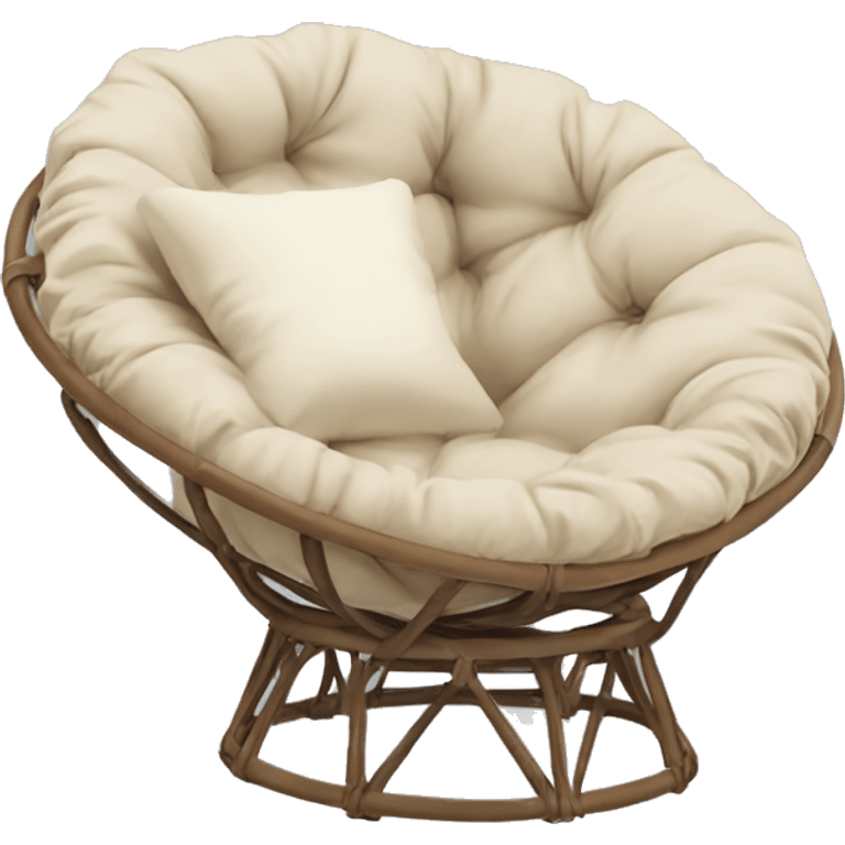 Light brown Papasan chair with cream cushion  emoji