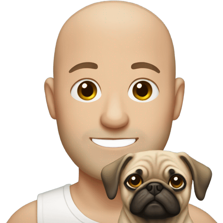 bald man with pug emoji