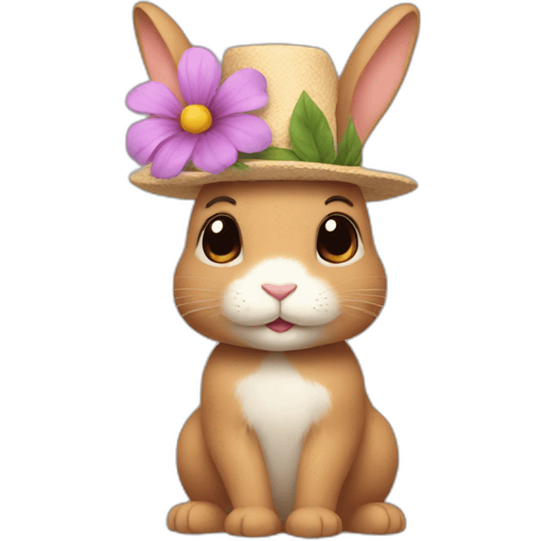 A bunny with a flower hat emoji