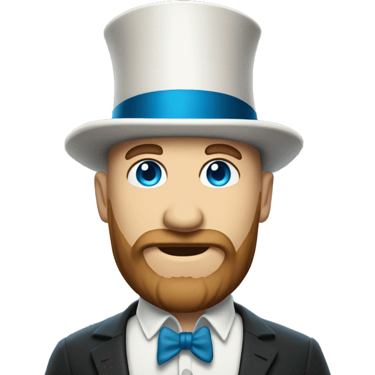 Friendly bald white man with blue eyes and short brown beard with tophat and wand  emoji