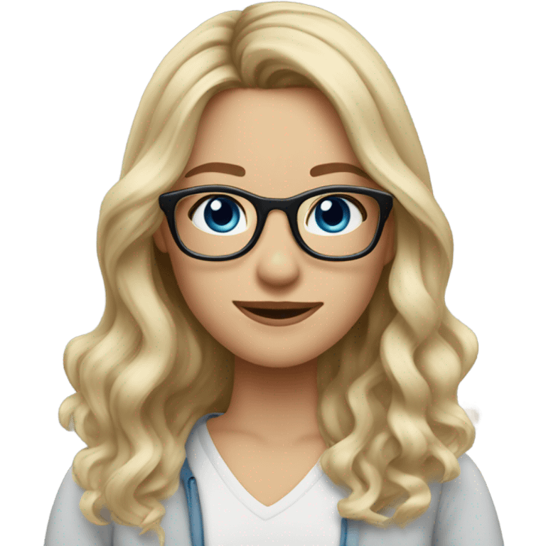 Blonde balayage hair white women blue eyes and small glasses flicking hair  emoji