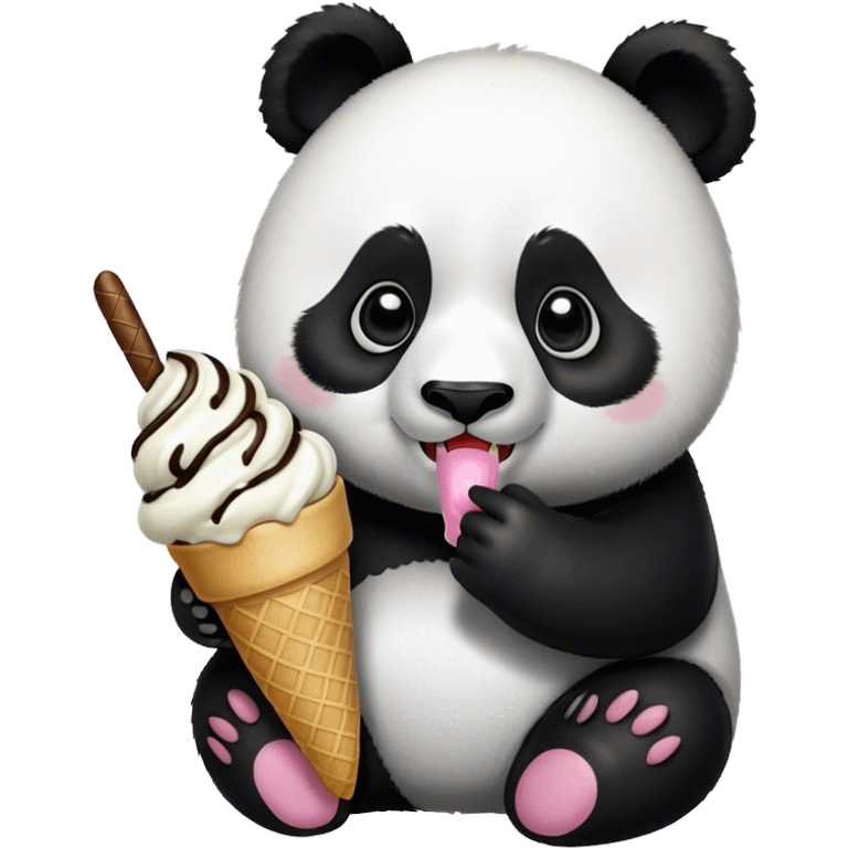 Panda eating ice cream emoji