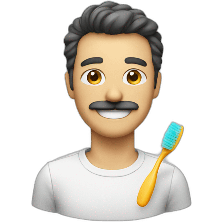 Guy with a toothbrush moustache smiling emoji