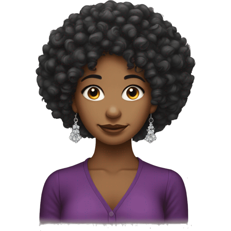 Curly afro girl bangs with earrings emoji