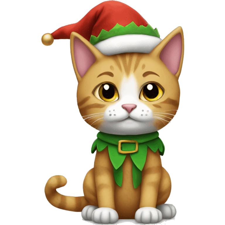 A cat that is wearing an elf costume emoji