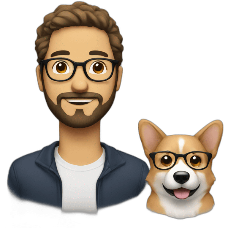 man white with glasses and beard on a corgy emoji