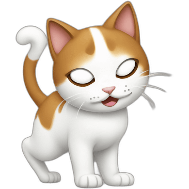 dancing and sad white-brown cat  emoji