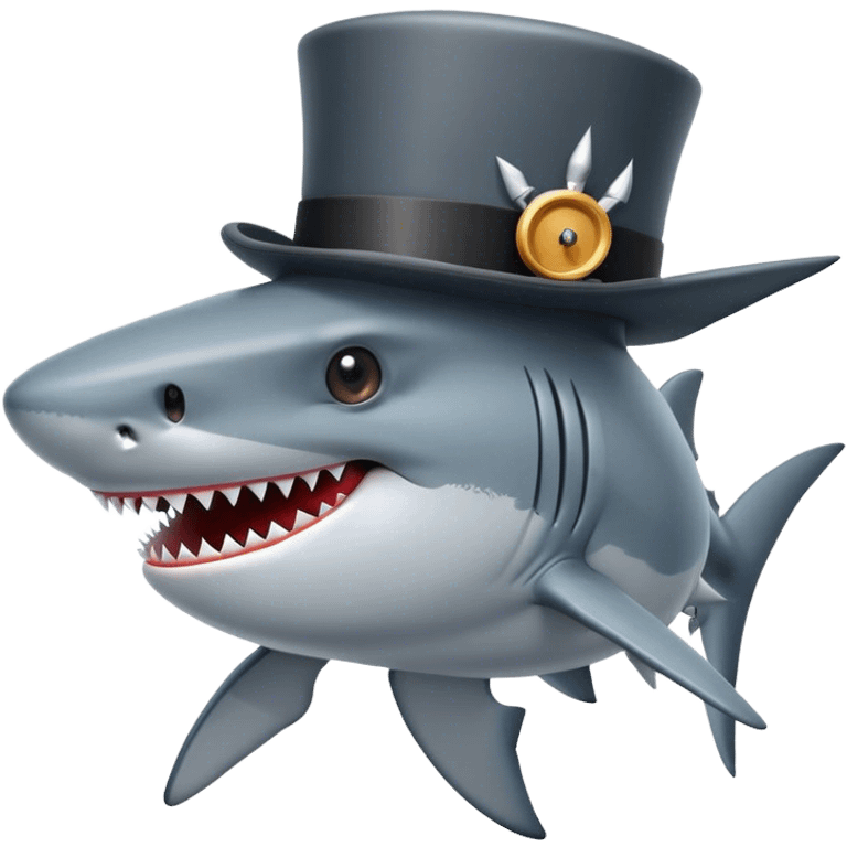 Shark with a top hat emoji