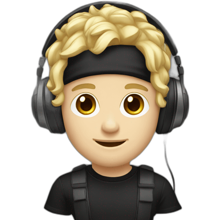 dj headphones man blonde haired white skin black t-shirt emoji