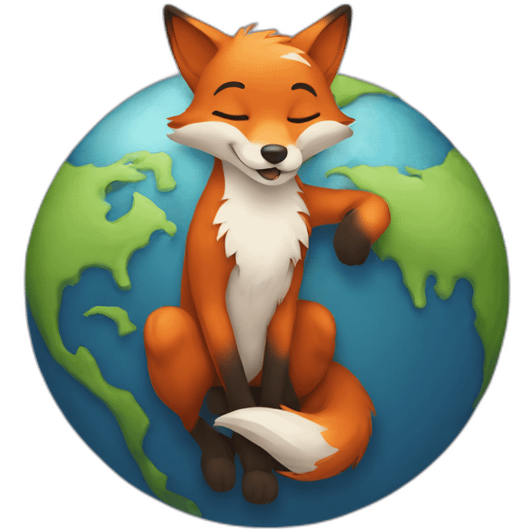 Handsome fox hugging the earth  emoji