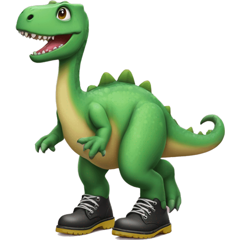 A cute dinosaur wearing doc martens emoji