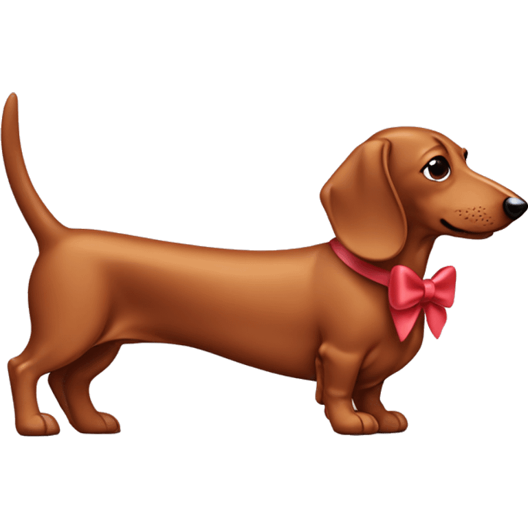 sausage dog wearing bow emoji