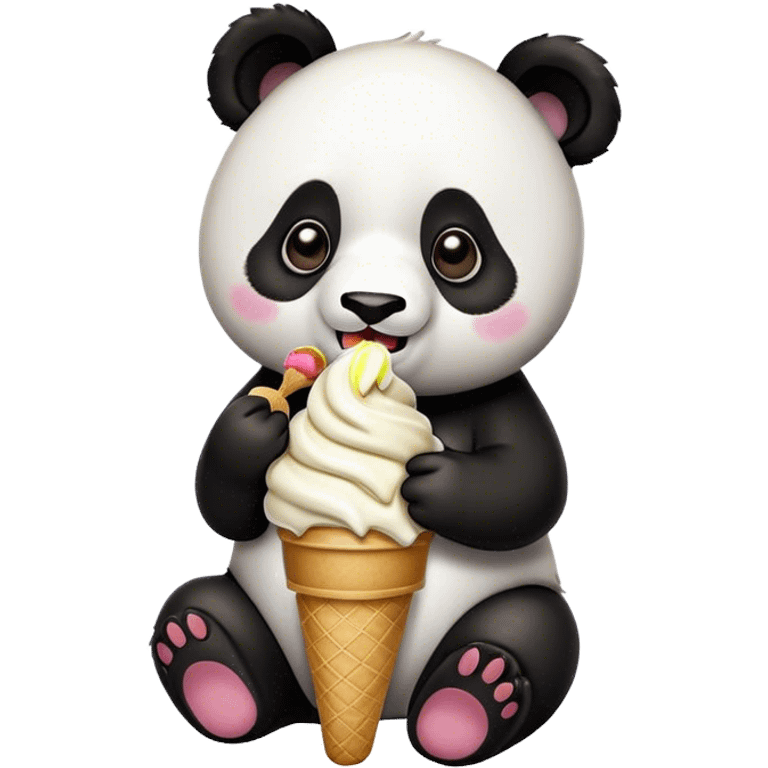 Panda eating ice cream emoji