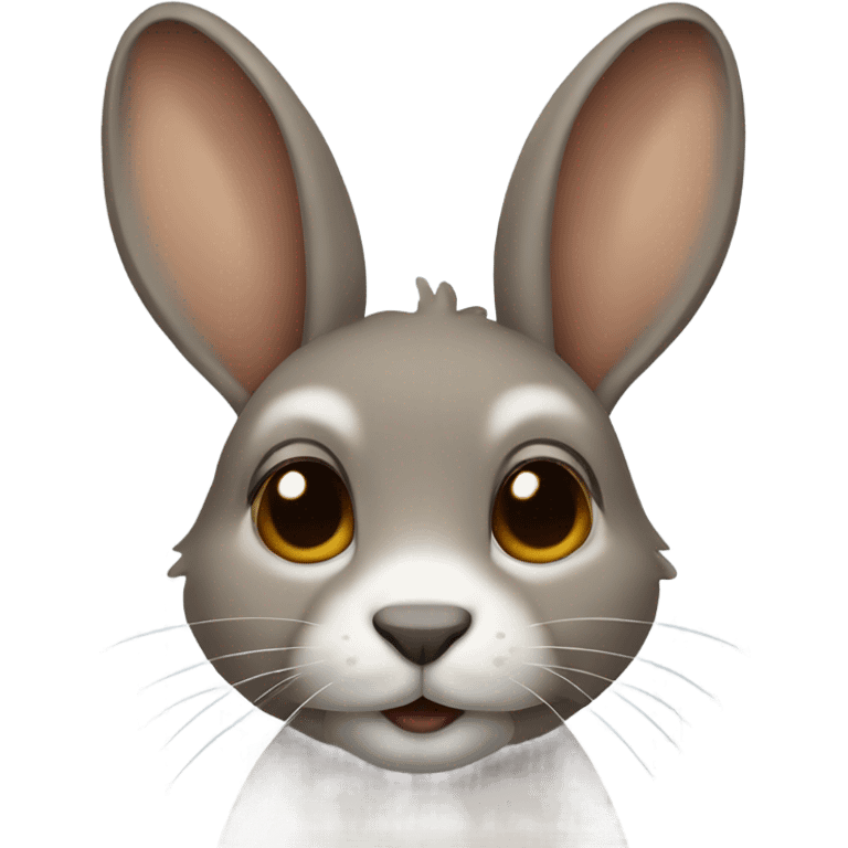 grey brown beige siam rabbit with sloppy ears emoji