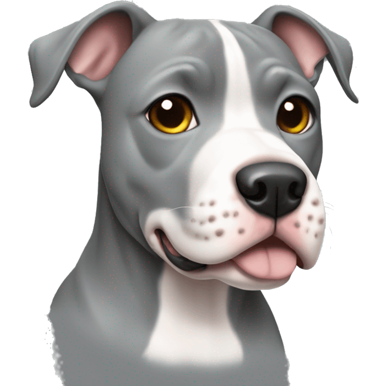 Cute grey pitbull with white chest  emoji