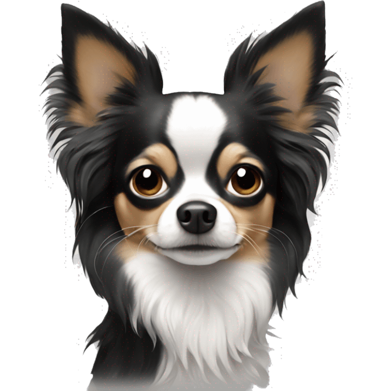 Black and white long haired chihuahua emoji