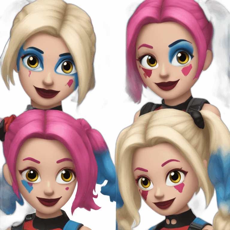 Harley quinn blue left hair and pink right hair emoji