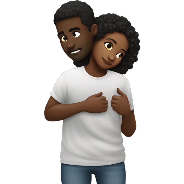 Create a black girl being spoilt and in love by her black boyfriend who is obsess with her  emoji