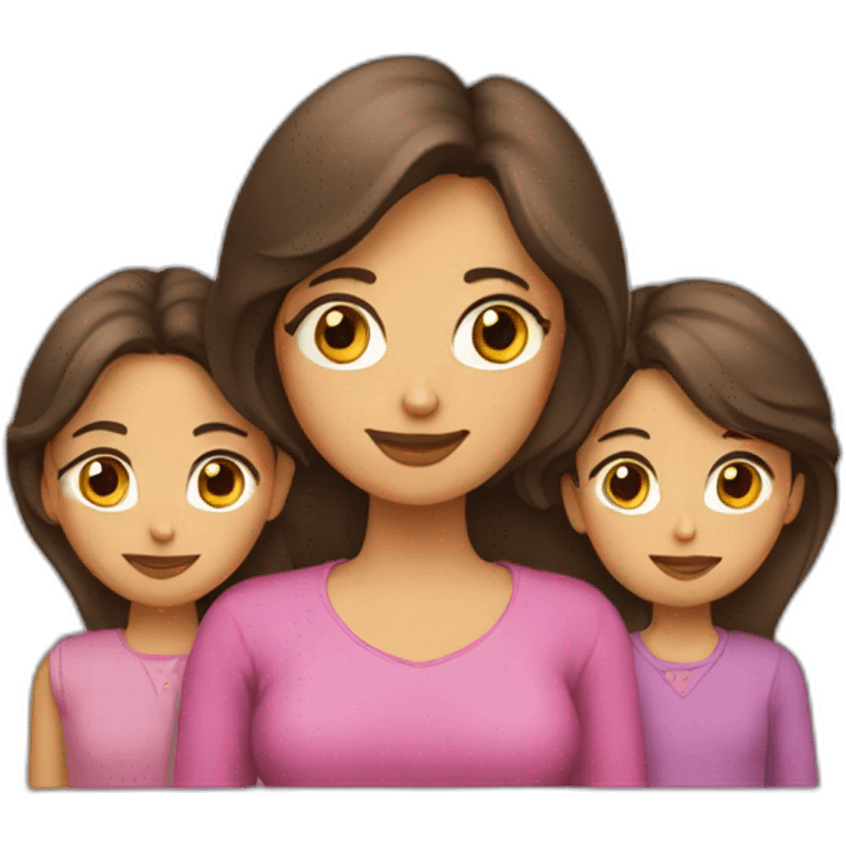 madre y dos hijas pelo largo emoji