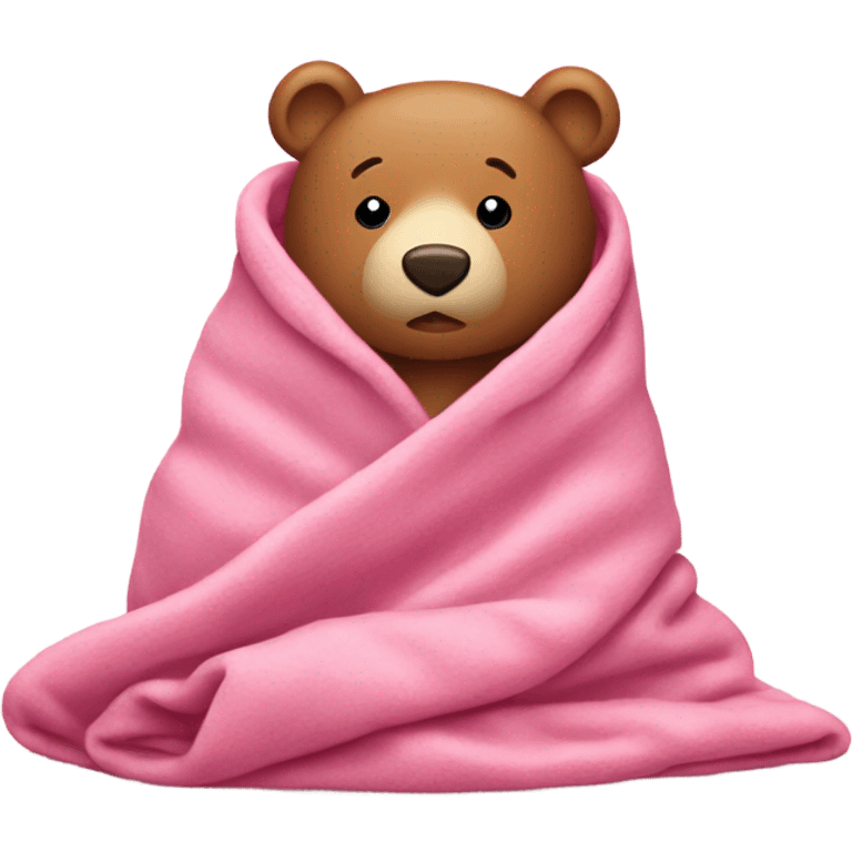 Pink bear in a cozy Pink blanket emoji