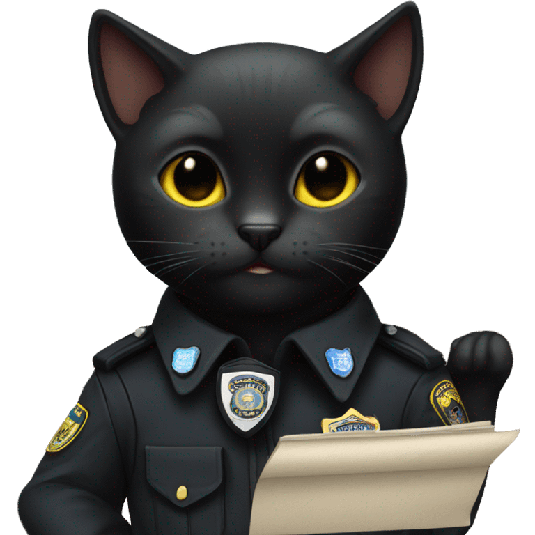 Black cat wearing cop costume emoji