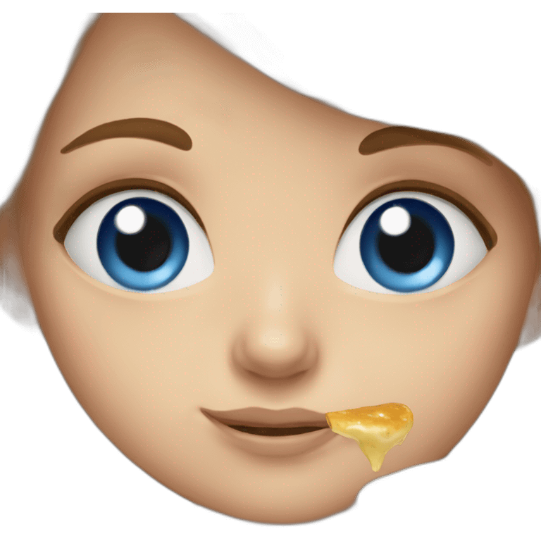 girl whit blue eye eat pancake emoji