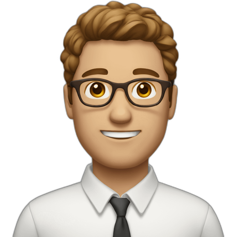 man with a brown and white barb glasses and short brown hairs emoji