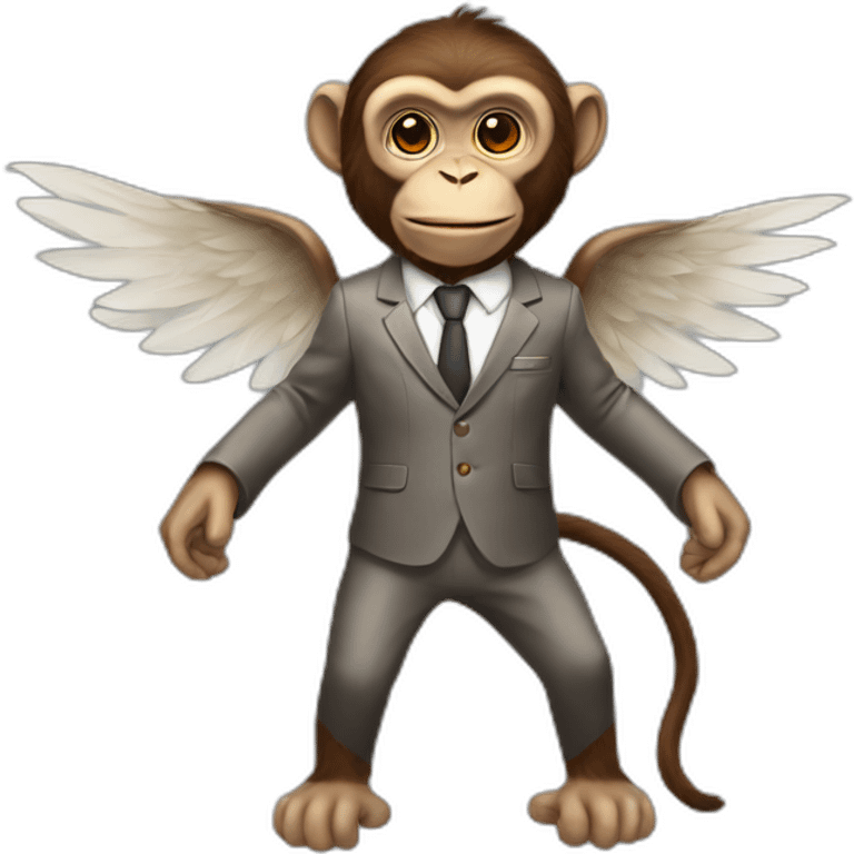 Monkey-with-wings-and-conserje-suit emoji