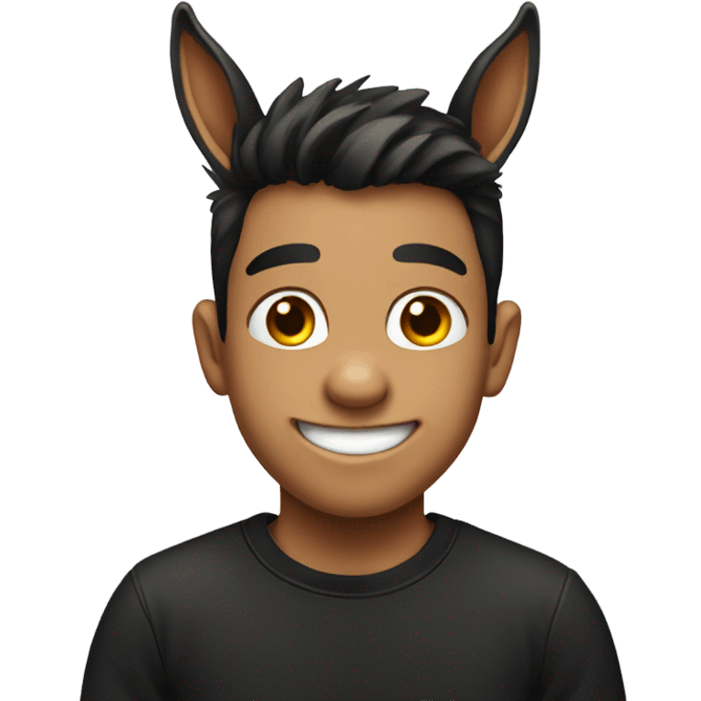 smiling boy donkey in black shirt emoji