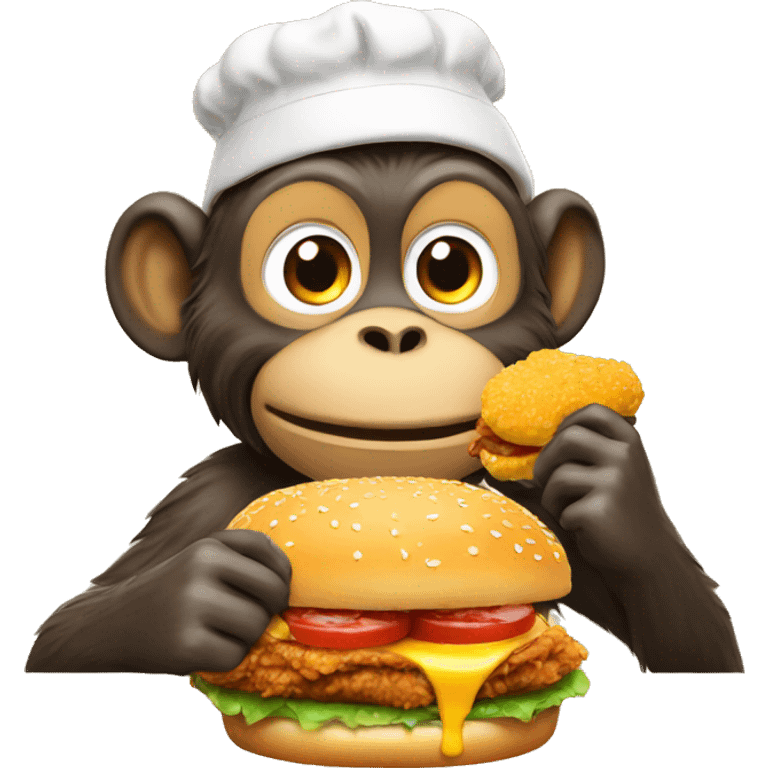 Monkey eating fried chicken burger  emoji